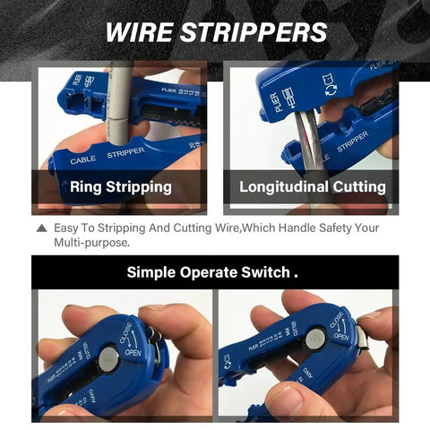 Heavy Duty Wire Stripper And Cutter Workhorse With Dual Precision Blades For One Handed Operation Adjustable Depth For AWG 10 To 20