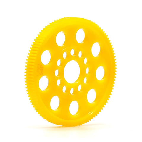 Yellow 64P 110T Spur Gear for 1/10 RC cars, high precision plastic main gear upgrade, lightweight, durable performance, boosts throttle response