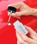 Using Six Pack 2 Ounce Empty Paint Touch Up Bottle With Brush Applicator on Red Auto Body Paint
