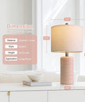Set Of 2 24.75 Inch Ceramic End Table Lamps For Living Room Bedroom Office Farmhouse Cozy Decor With Linen Drum Shades.