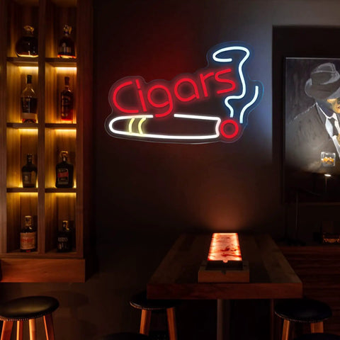 Cigar Neon Sign For Smoke Shop Bar Lounge Decor Handmade LED Art Light Dimmable Neon Light For Pub Party Or Retail Space