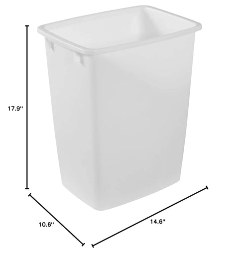 Solid Built 9 Gallon Under Sink Trash Can and Waste Basket for Kitchen Bathroom or Office Room, dimensions 17.9" x 10.6" x 14.6".