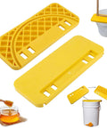 Beekeeping Honey Uncapping Tank Holder For Easy Harvesting And Frame Scraper fits on 5-6 gallon buckets, yellow ABS plastic