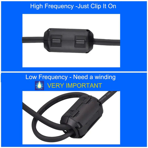Clip On Ferrite Ring Core Kit 22Pcs With Five Inner Diameters 3mm 5mm 7mm 9mm 13mm For Real EMI RFI Noise Suppression