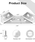 Stainless Steel Corner Brackets Beefy Heavy Duty Furniture Support for Wood Cabinets Tables Drawers and Chairs with dimensions