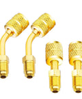 R410A Adapter Five Sixteenth Inch SAE Female To Quarter Inch SAE Male Flare For Air Conditioners HVAC Two Pack brass alloy