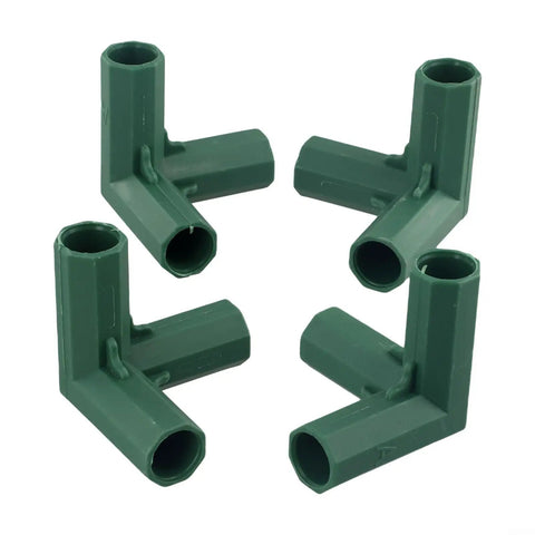 Set Of 4 Plastic Greenhouse Frame Connectors For 16mm Tubes Easy Install Right Angle 3 Way Plant Support Brackets DIY Garden Trellis Fittings Outdoor Awning Frame Parts For Climbing Plants