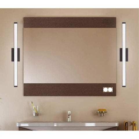 Bathroom setup with 36 Inch LED Vanity Light Fixture With Switchable White Color Temperature 3000K 3500K 4000K Bronze Finish