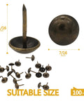 Top Notch Antique Brass Upholstery Tacks For Furniture 100 Pack 11x17mm decorative nail heads for vintage upholstery fixes.