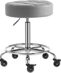 Lockable Rolling Stool With Quiet Rubber Wheels And Footrest, Adjustable Swivel Chair For Kitchen, Medical, Workshop, Salon, Tattoo, And Office
