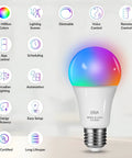 A19 Dimmable Smart Bulb With 800 Lumens CRI 90 Plus 16 Million Colors And 2000K To 6000K White 2 Pack Works With Hue SmartThings