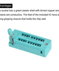 Universal IC Test ZIF Socket 20 Pin 3.0mm Pitch For Microcontrollers Chips And Breadboards, Easy Locking Clamp, 5 Pack