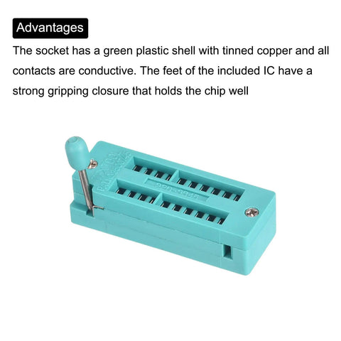 Universal IC Test ZIF Socket 20 Pin 3.0mm Pitch For Microcontrollers Chips And Breadboards, Easy Locking Clamp, 5 Pack