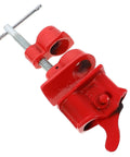 Lightweight Half Inch Red Pipe Clamp for woodworking, adjustable C-shaped G clamp visible on white background.