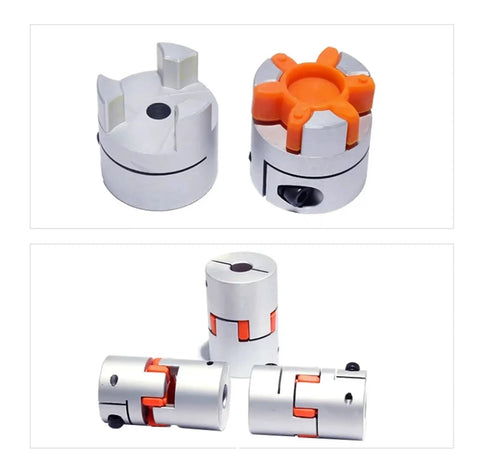Heavy Duty Plum Flexible Shaft Coupling Clamp Style Aluminum Jaw Coupler With Spider For CNC Motor Encoder 20mm To 60mm parts.