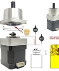 Harmonic Gear Drive Reducer For Nema 17 Motors, Small Strain Wave Gearbox With 30 To 1 Rotary Reduction, Easy Flange Mount, Shaft Output