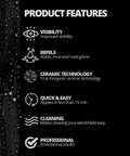 Ceramic Glass Coat Protectant For Windshields And Glass Surfaces Hydrophobic Rain Repellent Long Lasting Ceramic Coating features list