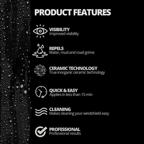 Ceramic Glass Coat Protectant For Windshields And Glass Surfaces Hydrophobic Rain Repellent Long Lasting Ceramic Coating features list