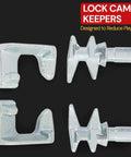 Lock cams and keepers from two pack container door lock parts kit without operation bar for shipping containers.