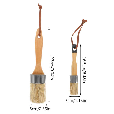Wood Handle Stain Brush Set With Oval Synthetic Bristles For Walls, Decks And Furniture, Short Handle Paint Brushes For Smooth Coverage