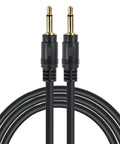 3.5mm Mono Audio Cable With 12V Trigger And IR Receiver Extender For AV Gear, black cable with gold-plated connectors.