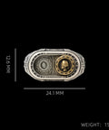 Straight Up Premium Warhammer 40K Adeptus Mechanicus Cipher Of The Machine God Ring For Men in 925 Sterling Silver, 12.6mm x 24.1mm.