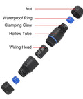 Exploded view of IP68 Waterproof 4 Pack Connectors For Outdoor Use 2 Way 2 Pin Junction Box Electrical Cable Connector parts.