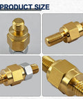 Street Smart Side Post Battery Terminal Extenders, Premium Solid Brass Adaptor Studs, detailed views showing product size and design.