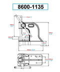 Technical drawing of Badge Worthy Badass 5 Ton Arbor Press With Rock Solid Cast Iron Base And Removable Steel Anvil.