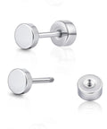 Implant Grade F136 Titanium Dot Stud Earrings Featuring Secure Screw Back Flat Posts crafted with smooth silver design.