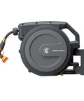 Side view of Retractable Garden Hose Reel With Auto Rewind And Any Length Lock 90 Ft Of 5/8 Inch Hybrid Hose Wall Mounted