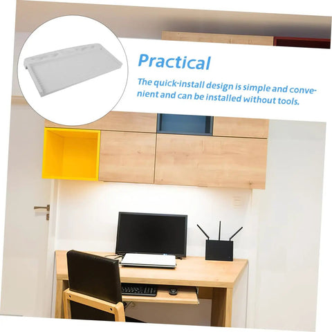 Heavy Duty Sliding Keyboard Tray Smooth Glide Under Desk Mount in a practical home office setup.