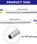 Product size of Left And Right Handed One Eighth Inch Cable Swage Lag Screws T316 Stainless Deck Railing Hardware For Wood Posts.