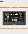 All In One Weather Station With Indoor Outdoor Temp And Humidity, Barometric Pressure, Color Display showing forecast