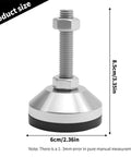 Adjustable Feet Levelers 2.36 Inch Base With M12 Thread Beefy Built Bracket 5280Lb showcasing size dimensions and stainless steel design.