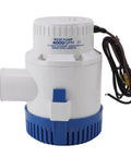 Supercharged 4000 GPH 12 Volt DC Submersible Water Pump With Overheat Prevention For Garden Ponds Pool Draining Boat Bilge Clean Fluid Transfer Heavy Duty Aquatic Beast That Moves Liquid Fast Without Breaking A Sweat, showing white and blue housing.