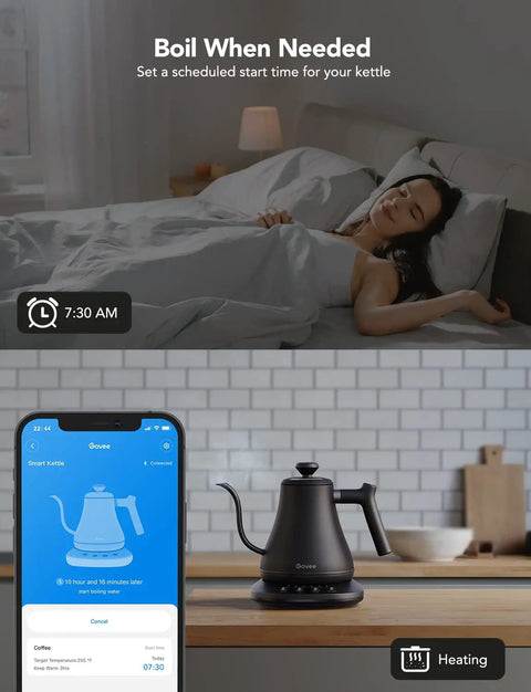 Smart Electric Kettle With WiFi And Alexa Control For Home Baristas Gooseneck Pour Over Kettle With Variable Temperature on counter