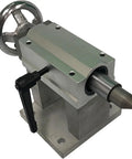 Precision Cnc Rotary Axis Tailstock With Adjustable Moving Center For Wood Routing Fast Fifty Millimeter Stroke view showing metal clamps and base.