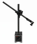 Heavy Duty Magnetic Base Stand For Dial Indicator With 360 Degree Adjustable Arm And Swivel Joints For Rock Solid Holding Power Up To 100kg In Machining And Inspection Jobs, black steel construction.