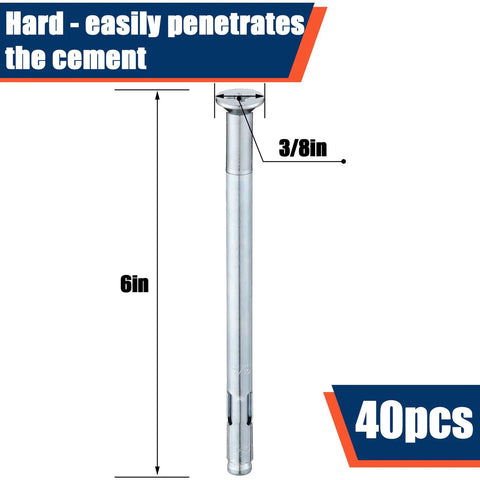Flat Head Cross Sleeve Anchor Bolts Three Eighths Inch By Six Inch For Concrete Masonry And Brick Galvanized Zinc Plated Expansion Anchors Flush Mount Heavy Duty Fastening For Secure Permanent Installations