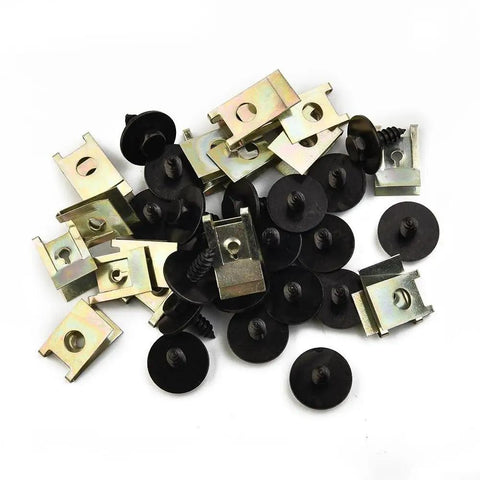 40 Pack U-Nut And Hex Bolt Fastener Kit For Easy Install No Mod Needed With 8mm Hex Bolts 14mm Length 17mm Washer And 16x11mm Speed Fasteners For Automotive DIY Projects, assorted clips