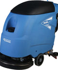Boss Level Clean Electric Walk Behind Floor Scrubber for Commercial Cleaning, blue unit, front view, 20 inch cleaning path.