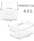 Clear Plastic Storage Bins Set, 12 Pack For Pantry, Kitchen, Office And Fridge Organization, BPA Free And Shatter Resistant, 4.2L size