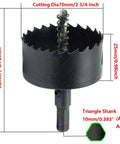 Rannb 70mm bimetal hole saw with triangle shank and pilot drill, front view