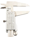 Micpointik Digital Caliper 0-150mm showing precise measurement scale and battery compartment, made of stainless steel.