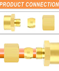 Brass Compression Union Fittings Kit 5 Pack 1/4 Inch Tube OD To 1/2 Inch NPT Female Connectors shown in assembly
