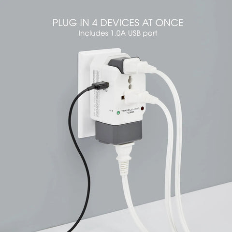 All In One Travel Plug Adapter With USB Charging Port And Surge Protection For Worldwide Use European Plug in wall socket