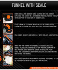 Instructional guide for using Slick No Drama Spill Proof Coolant Funnel Kit With Universal Adapter Bleeder steps to prevent overflow.