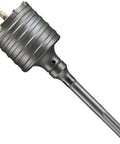 SDS Plus carbide-tipped rotary hammer core bit, 1 3/4 in (45 mm) diameter, silver steel shank, side view.