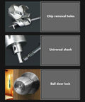Heavy Duty Door Lock Installation Kit With 6 Blade Carbide Hole Saw For Wood And Metal Includes Auger Bit To Cut Precise Deadbolt Holes In Minutes No Splintering Or Slipping Guaranteed Pro Results. 54mm hole saw, auger bit, door lock